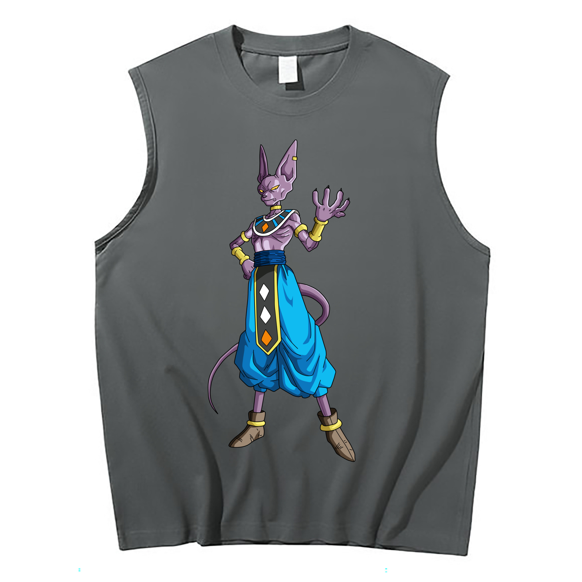 （画像用） ドラゴンボール ビルス 破壊神ビルス DRAGON BALL Beerus Birusu コットン100％タンクトップ（フロントプリント）